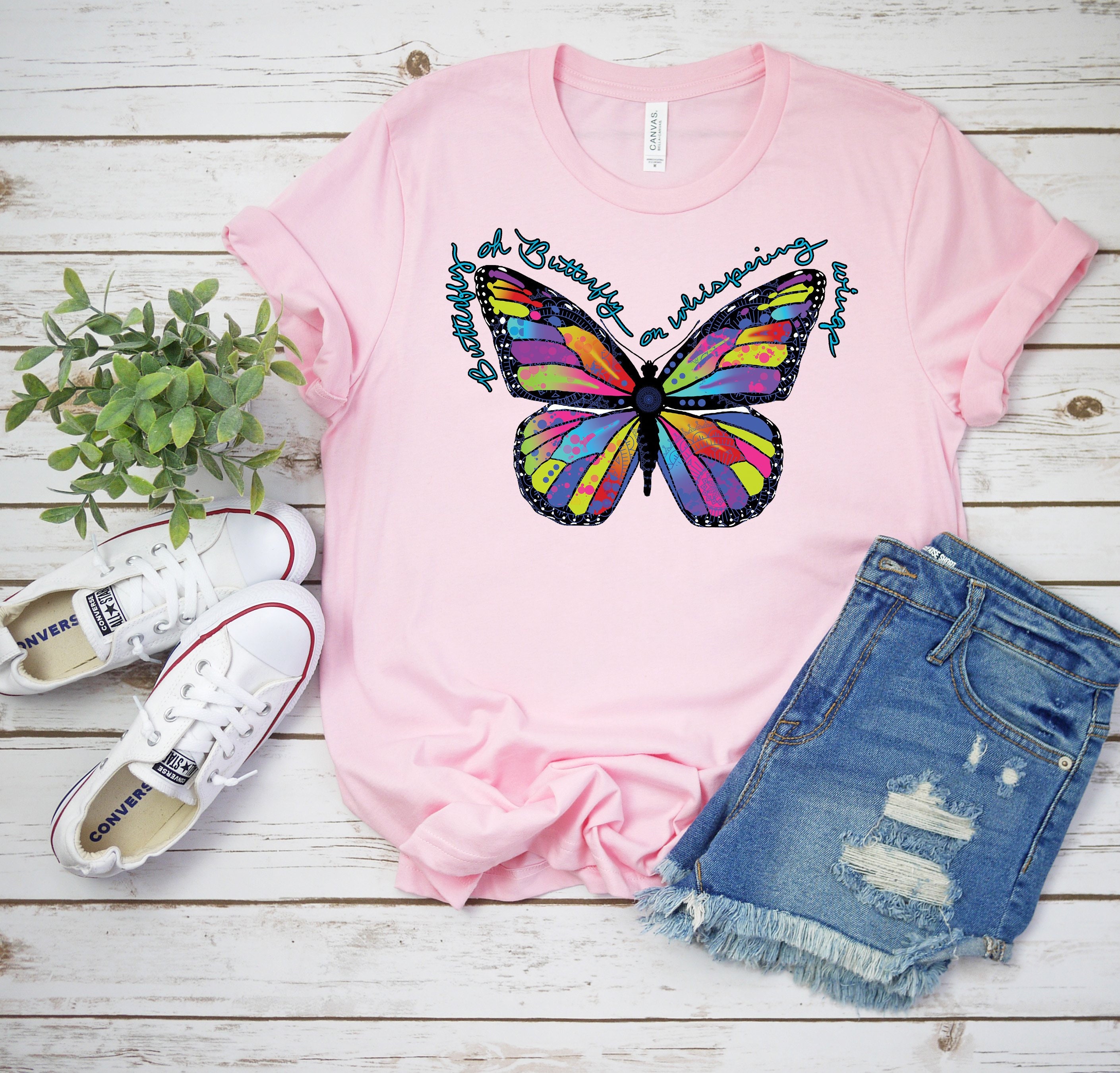 Colorful Butterfly T-shirt, Neon Butterfly Tee, Butterfly Oh