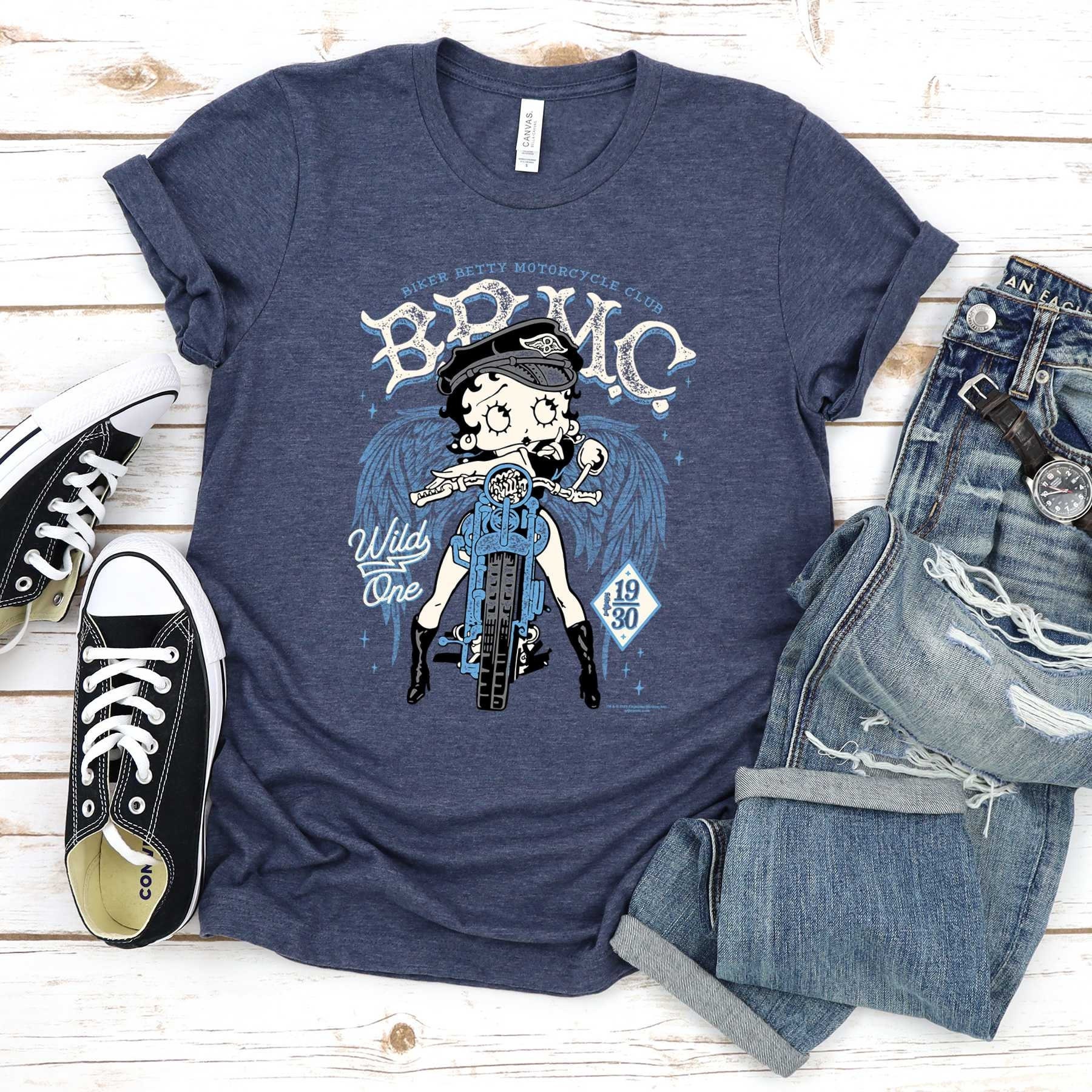 Betty Boop Tee Biker Betty Motorcycle Club T Shirt Officially Licensed Betty Boop Merchandise Shirt Boop Oop A Doop Wild One 1930 Icon