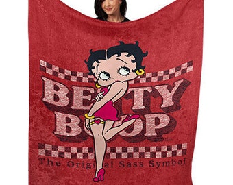 Betty Boop Original Sass Soft Plush 50" x 60" Minky Blanket, Licensed Throw, Nostalgia, Retro, 1930s, Home Decor, Wall Hanging, Wall Art