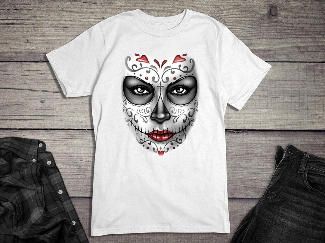 Day of the Dead Shirt, Day of Dead Luctus T-shirt, Skull, Lady Skull