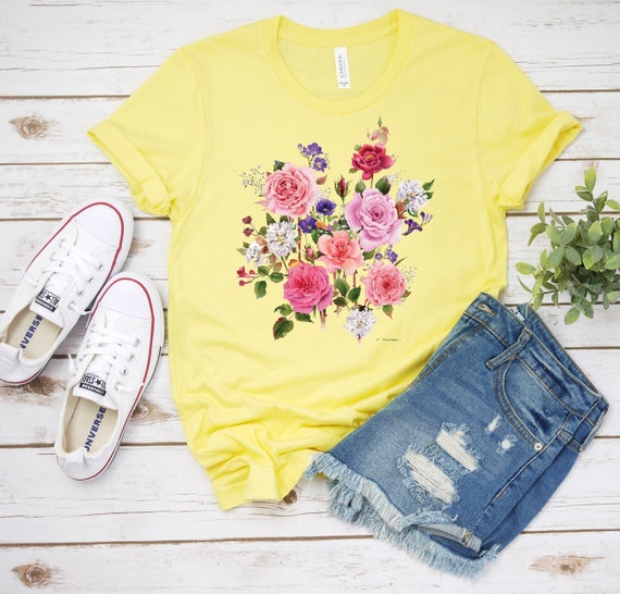 Camiseta rosa ramo de camiseta de rosas camisa de flores primavera country floral moda femenina Etsy Espana