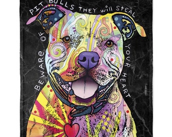 50" x 60" Beware Of Pitbulls Plush Minky Blanket