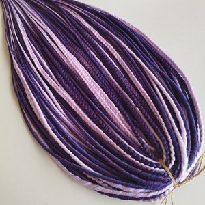 Purple and beige dreadlocks and braids/DE & SE Dreads/Double and single ended dreads braids/Synthetic hair extensions/Synthetic dreadlock