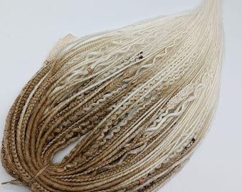 Ombre THIN Dreads extensions, DE\SE full head dreadlocks, Viking Dreads & Braids extension, Synthetic Double\Single ended Brown boho dreads
