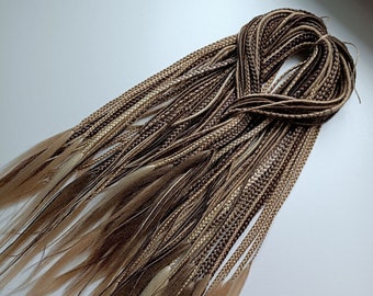 Brown and Beige Smooth DE dreads and braids extensions, Synthetic Double ended dreadlocks and braids/Handmade Smooth dreadlock extension