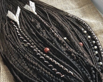 Double ended Synthetic brown dreads/Dreadlocks extensions/Different styles Handmade braids & dreadlocks/DE + SE Natural look Synthetic Hair