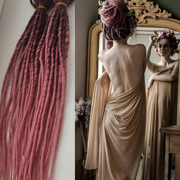 Synthetische Ombre Pink Dreads/DE & SE Dreadlocks-Verlängerungen/Doppel- und einseitige Dreads/Natürlich aussehende synthetische Locken/Handgemachte Dreadlocks