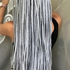 Synthetic gray hair braids, Custom color braids extensions double or single ended, Handmade Kanekalon braids extension, DE or SE grey braids