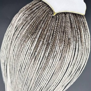 Synthetic dreads and braids extensions/Double and Single ended dreadlocks/DE and SE Handmade dreadlock extension/Gray to White Ombre dreads