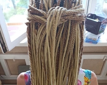 Beige ombre dreadlocks and braids/DE & SE Dreads/Double and single ended dreads/Brown Synthetic dreads extensions/Dreadlock hair extensions