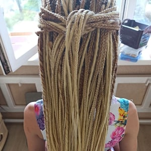 Beige ombre dreadlocks and braids/DE & SE Dreads/Double and single ended dreads/Brown Synthetic dreads extensions/Dreadlock hair extensions
