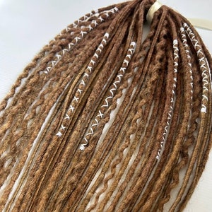 Brown dreadlock extensions, Double or Single ended dreads, Synthetic DE or SE viking dreads, Full set Handmade viking dreadlocks extension