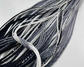 Synthetic dreads and Braids extensios/Double and Single ended dreadlocks/Gray Black and White dreads/DE & SE/Handmade braids and dreadlocks