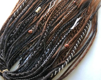 Synthetic brown dreads/Ombre Dreadlocks extensions/Double and Single ended/DE and SE dreadlock/Mix of Different styles/Handmade brown dreads