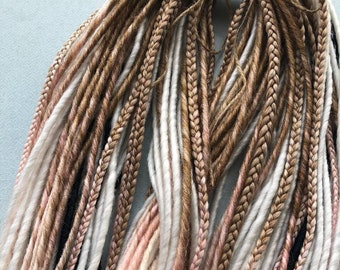 Synthetic Dreadlocks and hair Braids/Ombre brown to beige dreads and hair braids extension/DE & SE/Double and Single ended dreads extensions