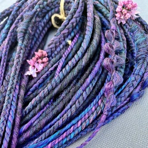 Synthetic smooth ombre Dreads/Purple to Blue Dreadlocks/Handmade Dread extensions/Double and Single ended/DE & SE/Different styles dreadlock