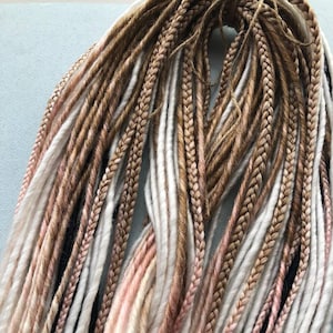 Synthetic Dreadlocks and hair Braids/Ombre brown to beige dreads and hair braids extension/DE & SE/Double and Single ended dreads extensions