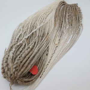 Synthetic dreads & braids extensions, Ombre Beige to White Dreadlocks, DE SE Boho Dreadlock extension, Double Single ended viking dreadlocks