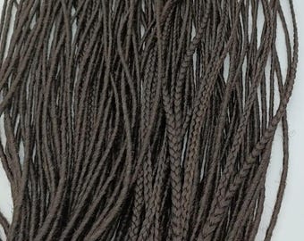 Smooth Dark Brown dreads and braids, DE SE Dreadlocks extensions, Double and Single ended viking dreadlock extension, Synthetic brown locs