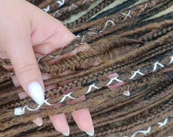 Synthetic dreads & braids extensions, Ombre brown viking dreadlocks, Double (DE) or Single ended (SE)