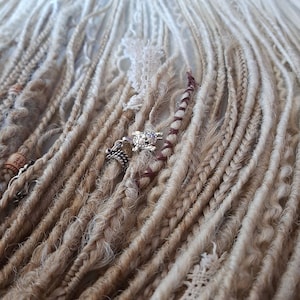 Thin mix Dreads and Braids extension, synthetic Ombre beige Dreadlock, DE SE Dreadlocks extensions, Double or Single ended viking dreadlocks