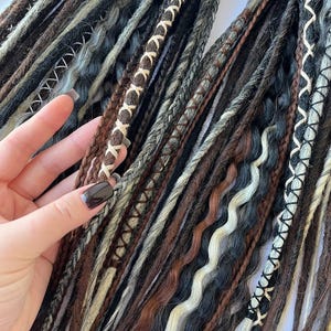 Synthetic brown dreadlock with curly hair, Ombre Dreads extensions, Double and Single ended, DE and SE dreadlocks, Wave beige  viking dreads