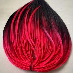 Synthetische Schwarz-Rote Ombre-Zöpfe mit freiem Ende, DE SE-Zopfverlängerungen, Doppel- und Einzelfarben, Kanekalon-Zöpfe