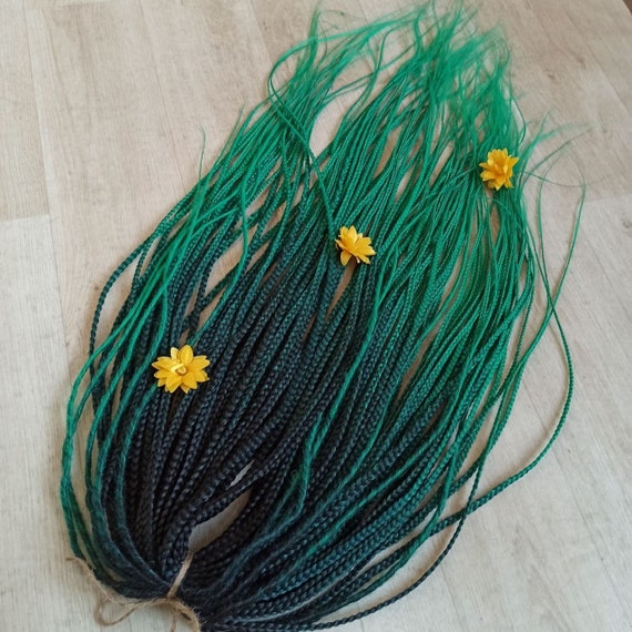 Double Ended Hair Braids Extensions/synthetic Hair Extension/single Ended  Braids/handmade Braids/de & SE Braids/synthetic Ombre Green Braid -   Canada