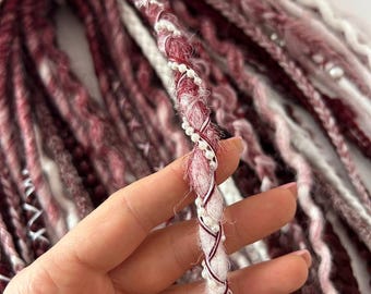 Ombre mix Dreads & Braids extensions, DE\ SE Synthetic boho White to Burgundy dreadlocks, Double \ Single ended viking dreadlock