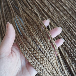 Synthetic brown hair braids, Custom color braids extensions, double and single ended, Handmade Kanekalon braids extension, DE and SE braids