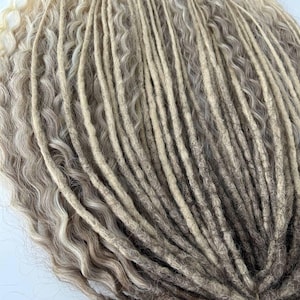 Dark Beige to Blonde ombre dreads/Synthetic handmade curly dreadlocks/Dreadlock extensions/Double and Single ended dreads/DE & SE dreads
