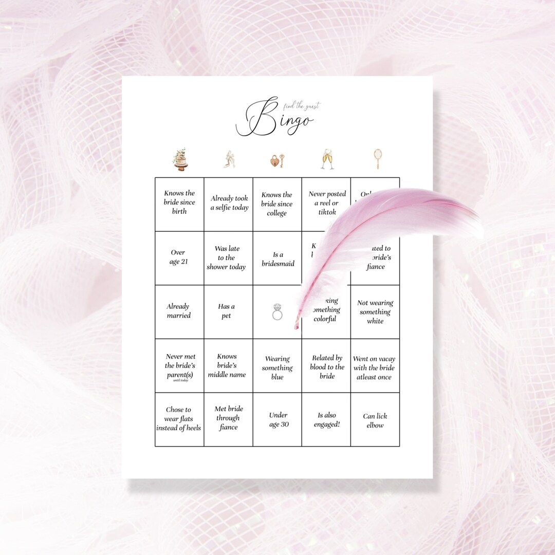 Bridal Shower Game Printable Download PDF 4 Versions of Fun BINGO 8.5 X ...