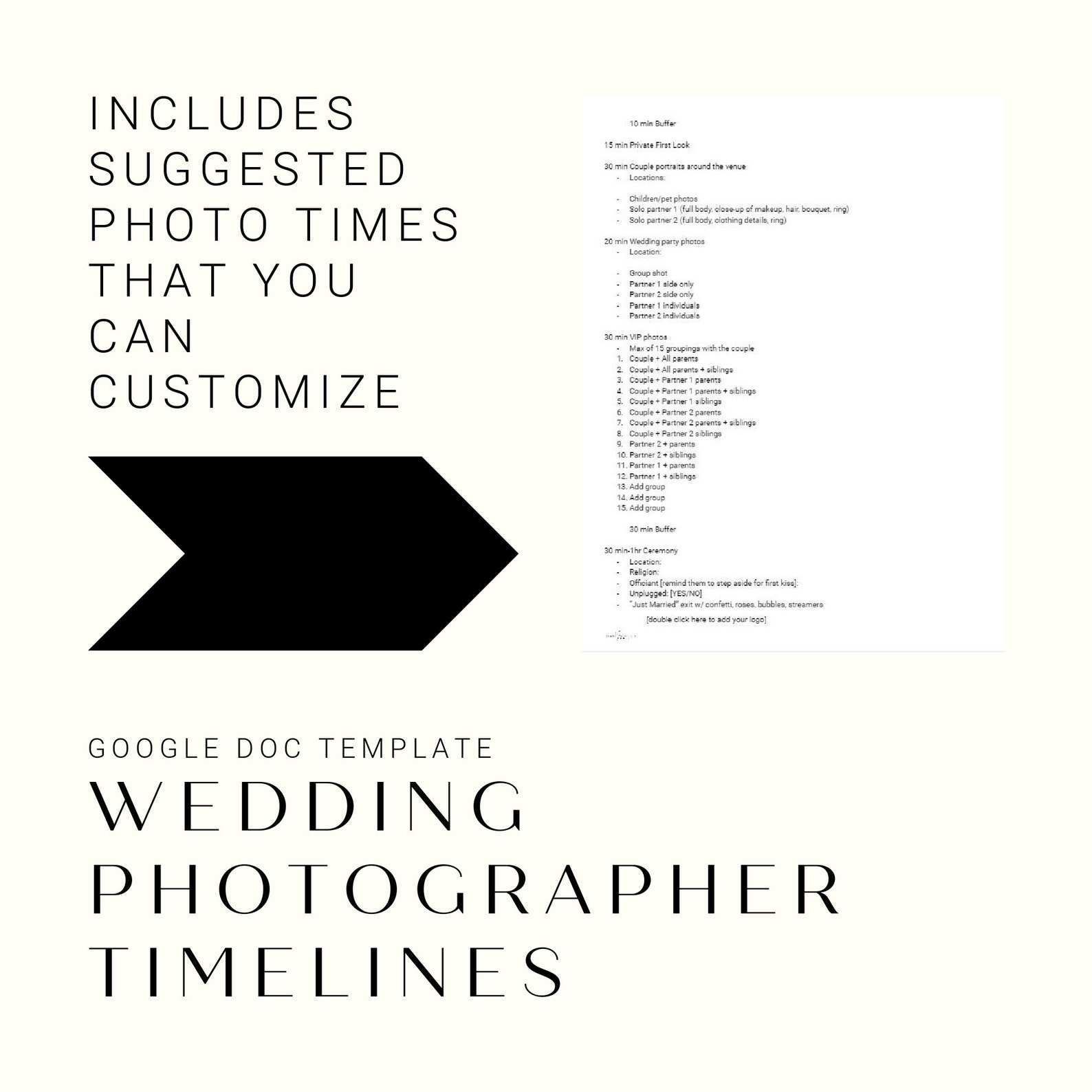 Wedding Timelines Template for Photographers and Couples Etsy