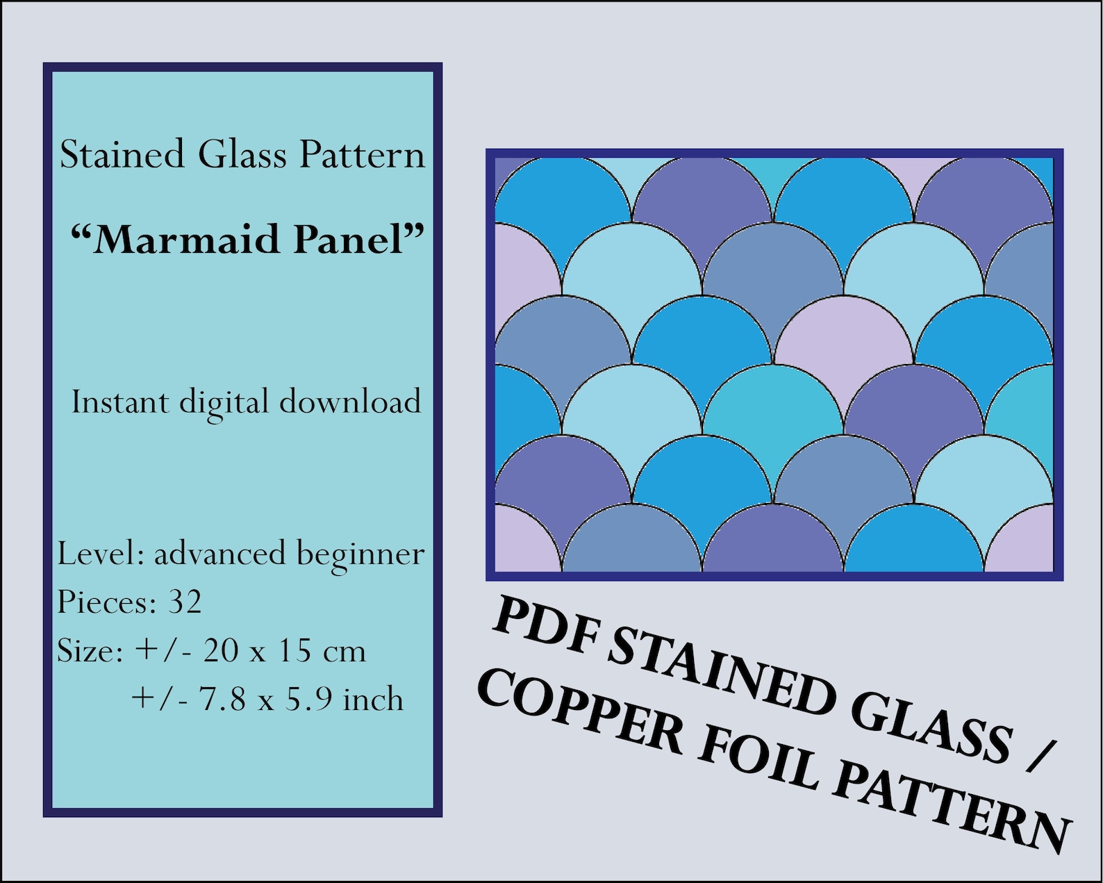 Mermaid Fish Scale Stained Glass Pattern PDF for Beginners. Etsy UK