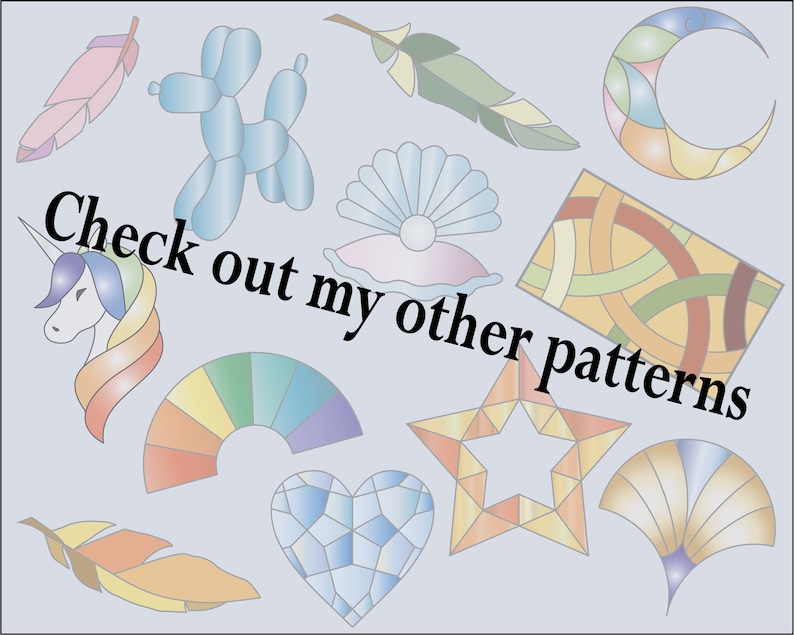 Rainbow Stained Glass Suncatcher Pattern, window hanging template, for all levels, digital PDF image 4