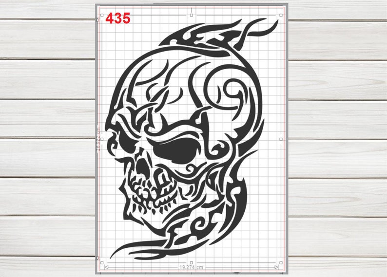 Large Scary Tribal Skull Stencil Mylar Plastic 190mic A4 sheet size strong reusable Painting Airbrush Craft Art Furniture Wall Deco