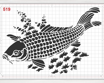 2 Koi Carp Fish Stencil  350 micron Mylar not thin stuff #Fish06 