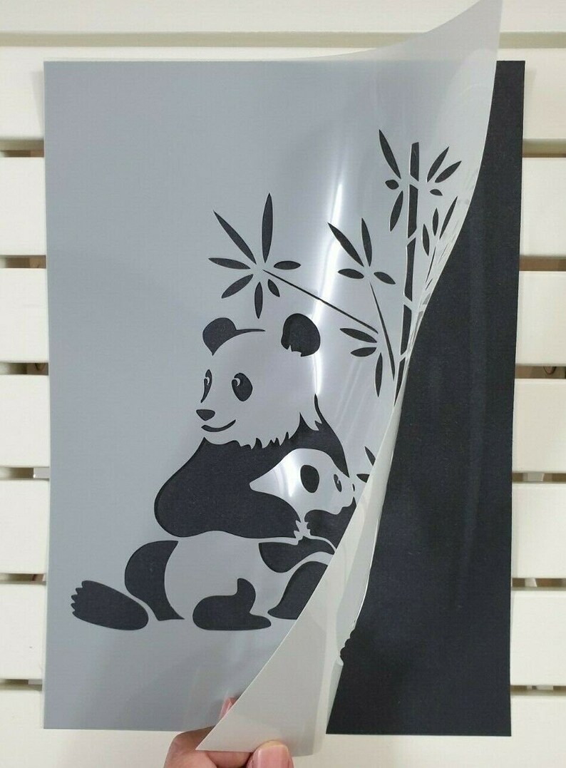 Giant Panda Mother Baby Stencil Mylar Plastic 190mic A4 sheet | Etsy