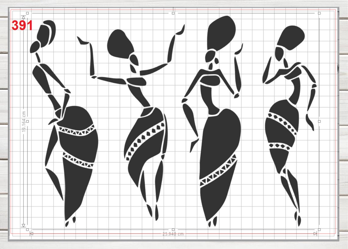 African Women Dancers Stencil Mylar Plastic 190mic A4 sheet Etsy
