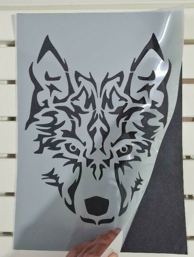 tribal wolf face stencil mylar plastic 190mic a4 sheet