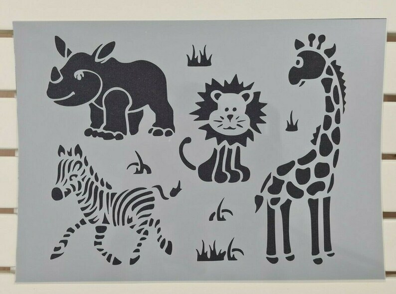 Wild Animals Safari Stencil Mylar Plastic 190mic A4 Sheet Size Etsy UK