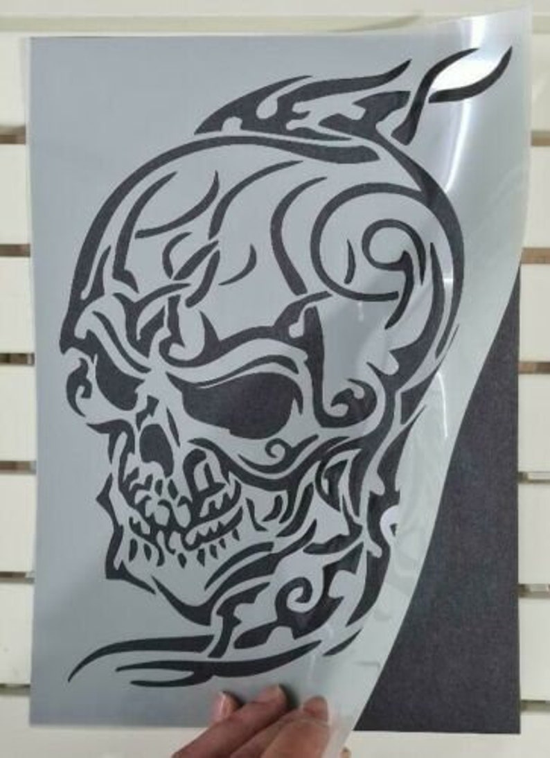 Large Scary Tribal Skull Stencil Mylar Plastic 190mic A4 sheet size strong reusable Painting Airbrush Craft Art Furniture Wall Deco