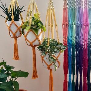 Macramé Plant Hanger Dip Dye Dyed Ombré Colors Made with Naturally Recycled Fibers in The US