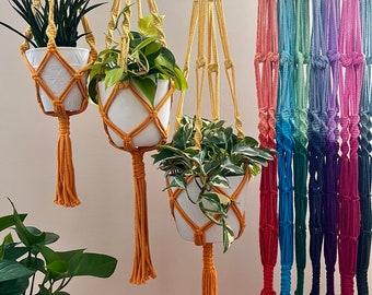 Macramé Plant Hanger Dip Dye Dyed Ombré Colors Made with Naturally Recycled Fibers in The US