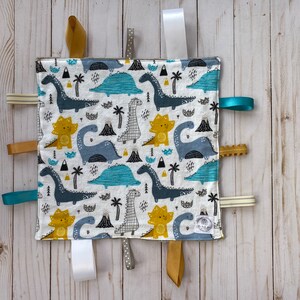 Lovey\Tag Blanket\Security Blanket\Minky\Baby Gift\Baby Shower Gift\Minky Lovey Blanket\Lovey Blanket/Baby Blanket\ Dino lovey