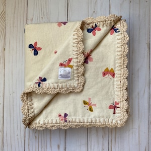 Flannel Blanket\Flannel Baby Blanket\ Betty Blanket\Crochet Edge Blanket\Baby Gift\Baby Shower Gift\Toddler Blanket\Baby Accessory
