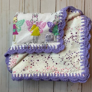 Flannel Blanket\Flannel Baby Blanket\ Betty Blanket\Crochet Edge Blanket\Baby Gift\Baby Shower Gift\Toddler Blanket\Baby Accessory