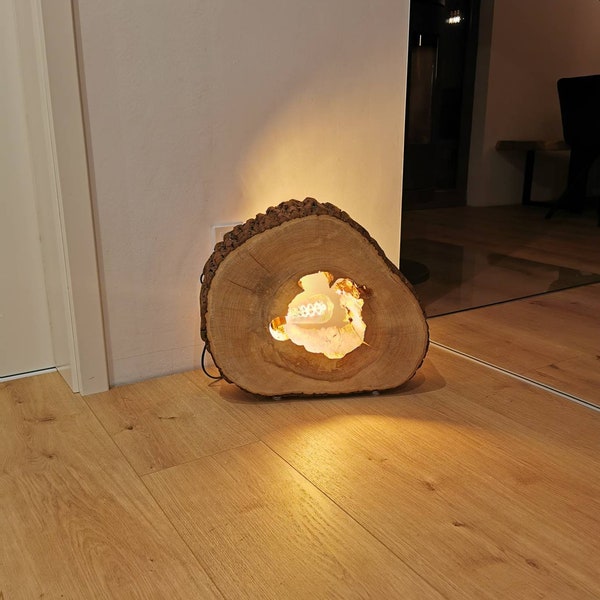 Pappelholzlampe, Holzstamm-Lampe, Tischleuchte, Bodenlampe, DIY