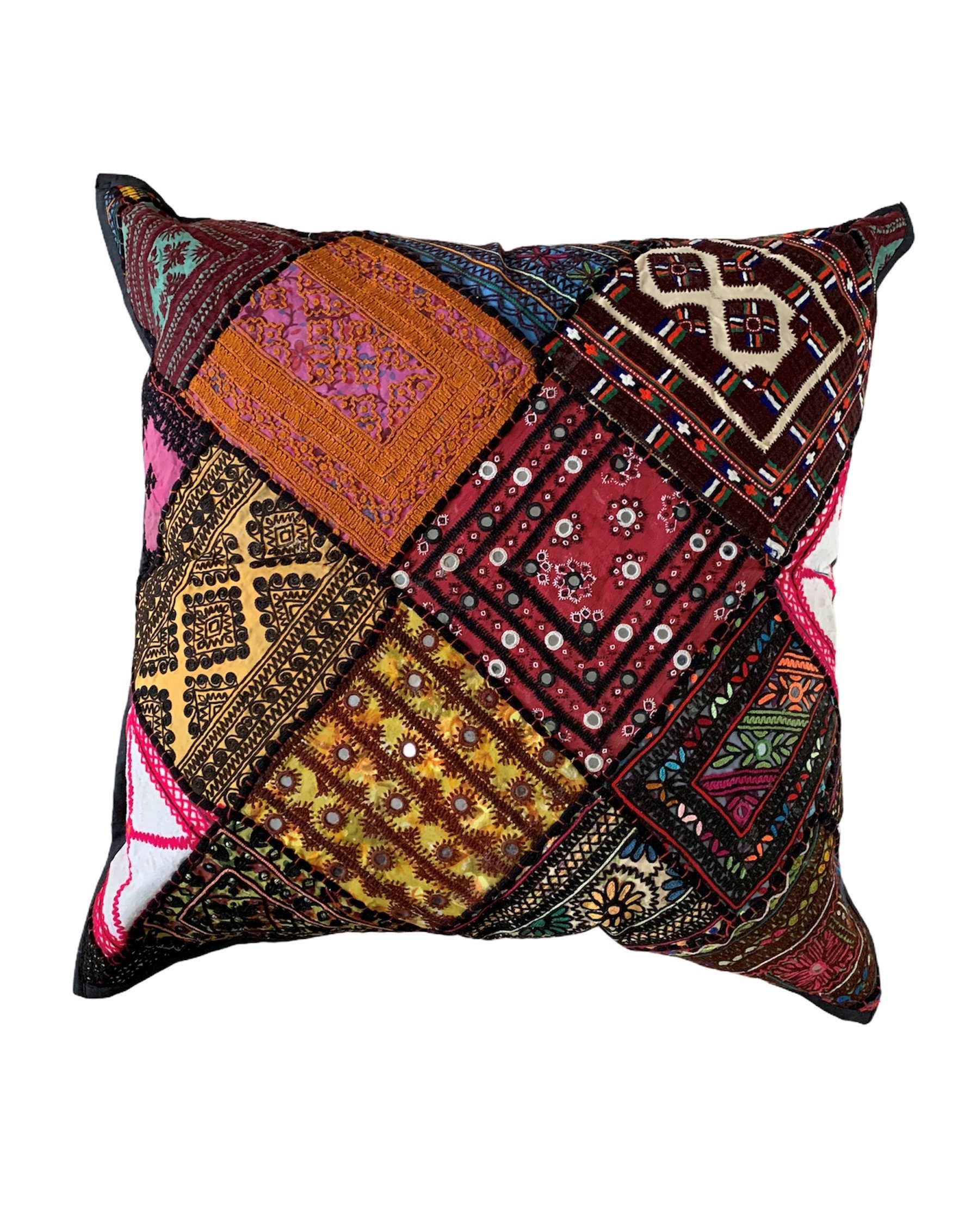 Handmade Floor Cushion Cover Fully Embroidered in Patchwork Etsy