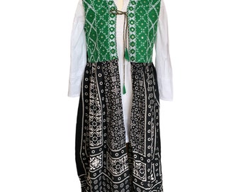 Cárdigan largo de algodón estilo bohemio Ajrak - Top bordado verde - Negro Ajrak - Talla mediana